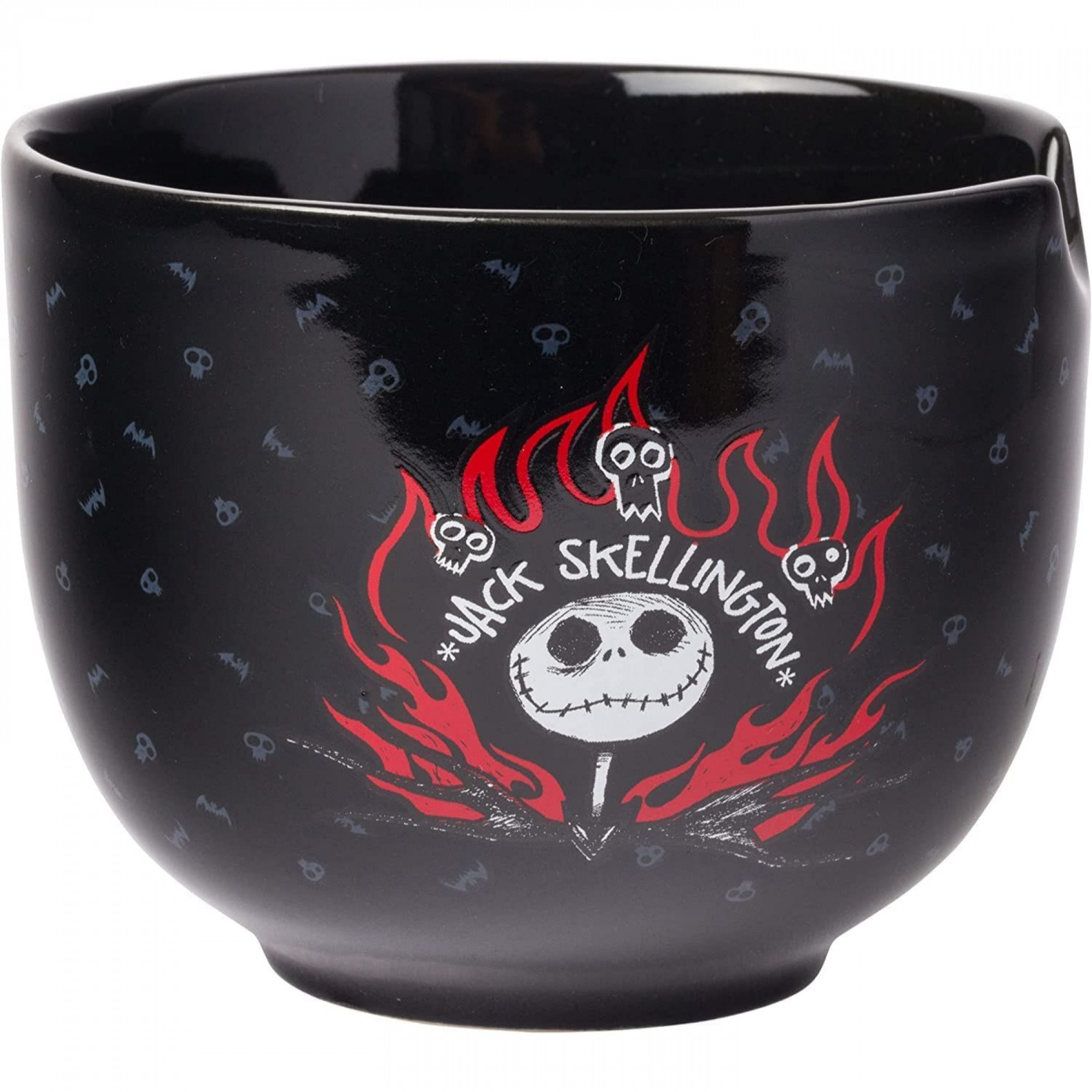 Jack Skellington Flames Ceramic Ramen Bowl with Chopsticks